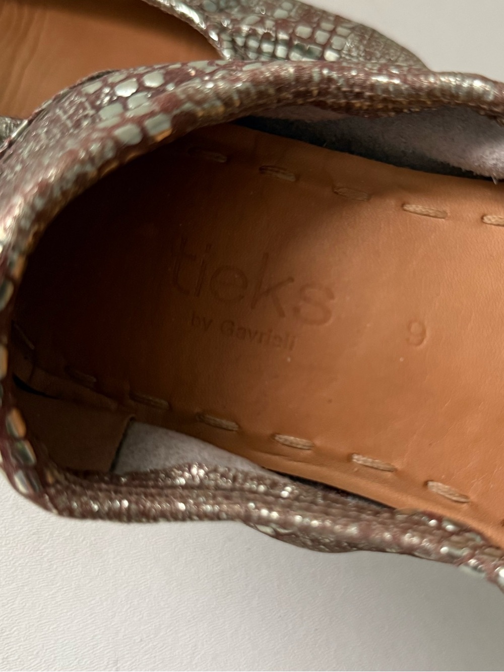 Tieks Metallic Snakeskin Ballet Flat 9 Wild Copper Leather Animal Print Travel - Picture 7 of 9